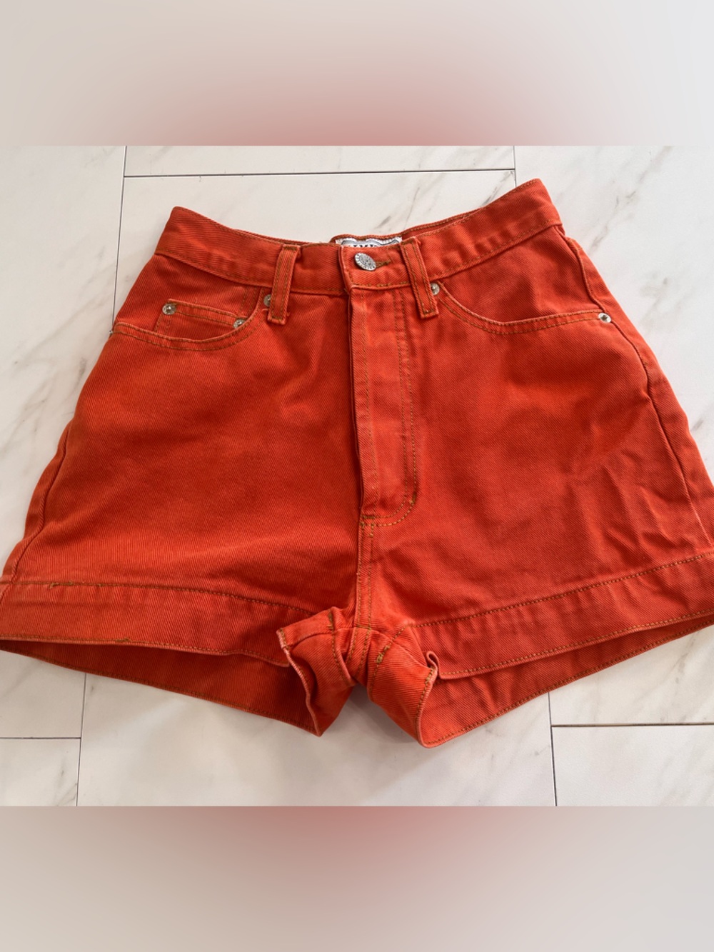 Vintage 90’s Limited Jeans Made in USA Orange Button Fly Denim shorts